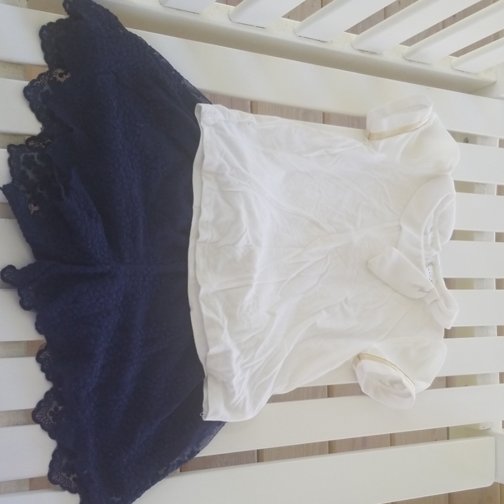 Max studio baby lace shorts and shirt set